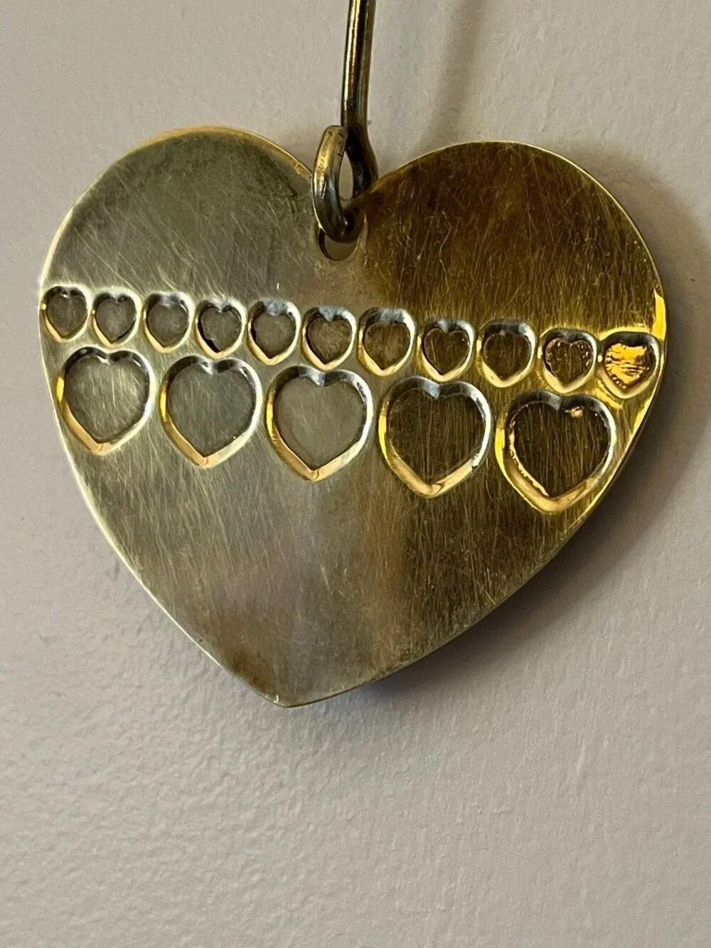Brass Hanging Heart Ornament with Candlestick Holder